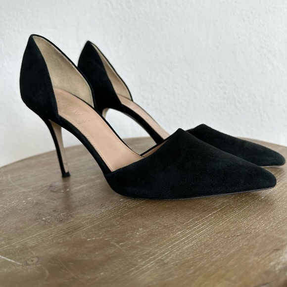 J Crew Elsie D'Orsay Suede Black High Heels Size 8 - Picture 2 of 13